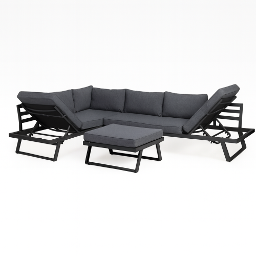 Narożnik ogrodowy ze stolikiem Lafoole Lunge, spun poly, ciemnoszary