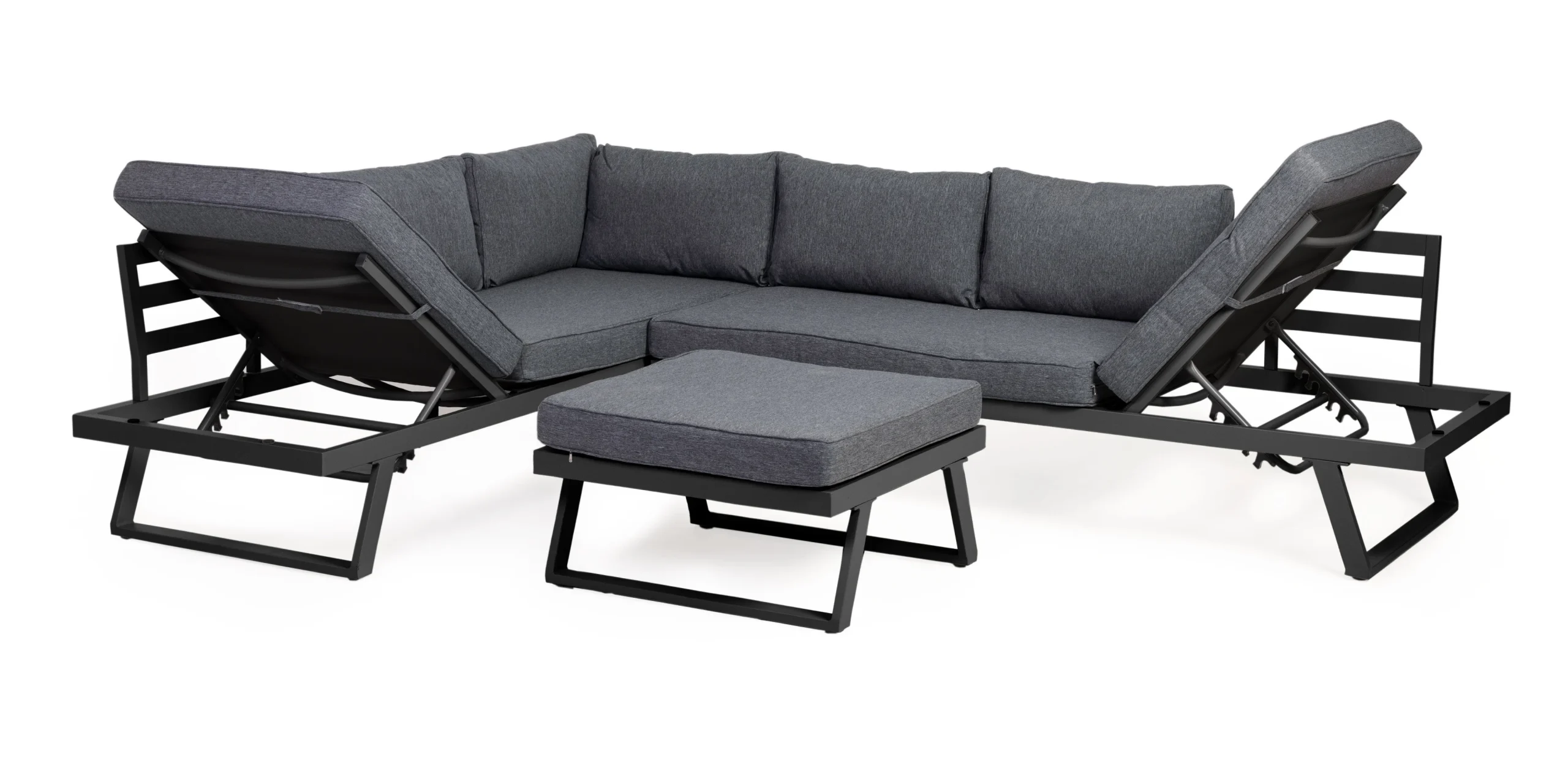 Narożnik ogrodowy ze stolikiem Lafoole Lunge, spun poly, ciemnoszary - obrazek 5