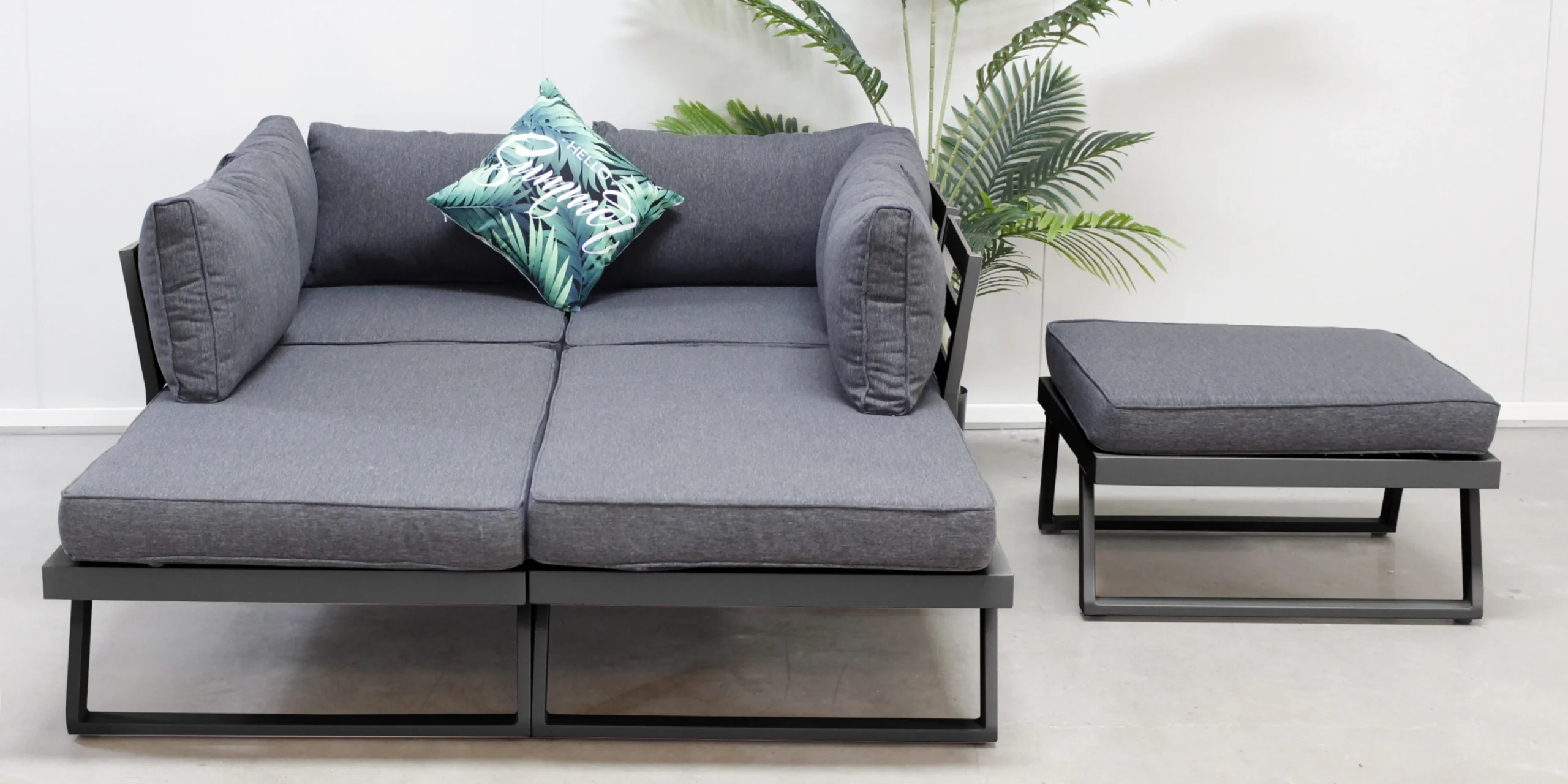 Narożnik ogrodowy ze stolikiem Lafoole Lunge, spun poly, ciemnoszary - obrazek 11