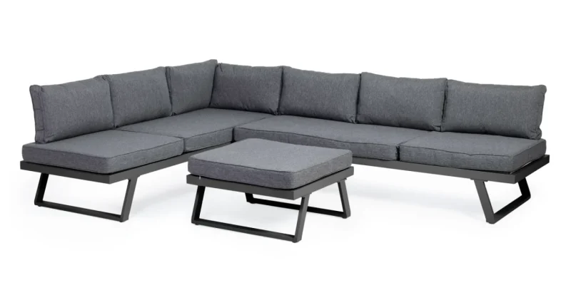 Narożnik ogrodowy ze stolikiem Lafoole Lunge, spun poly, ciemnoszary - obrazek 4