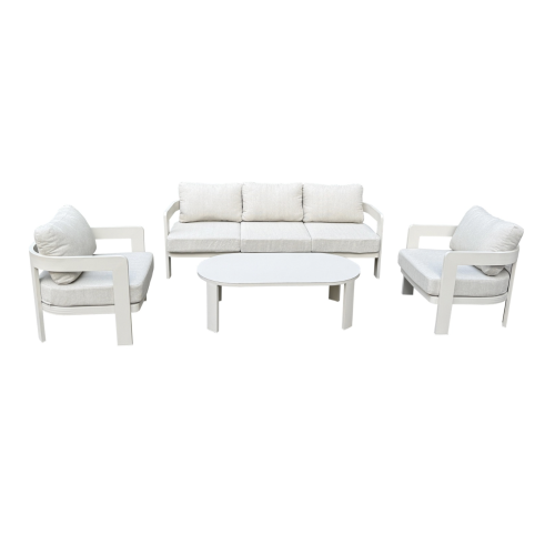 Japori Zestaw mebli ogrodowych, aluminiowy, jasnobeżowy, zaokrąglony