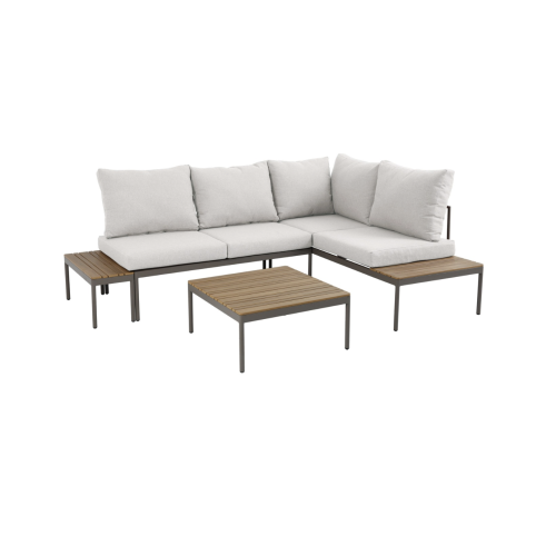 Lugi Narożnik ogrodowy ze stolikiem, polywood, beżowy/szary