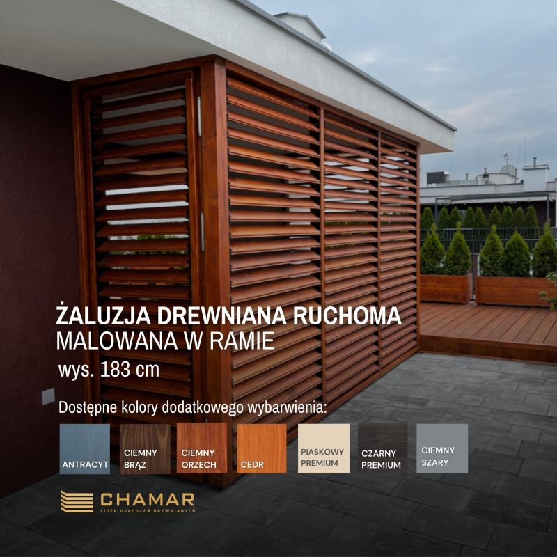 Żaluzja drewniana malowana w ramie wys 183cm