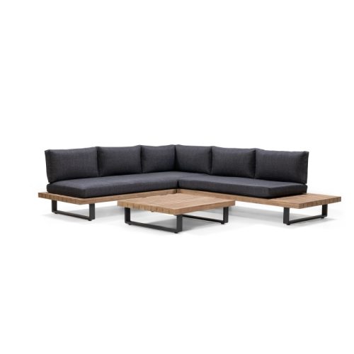 Narożnik ogrodowy ze stolikiem Borgo drewno akacjowe FSC, antracytowy/naturalny