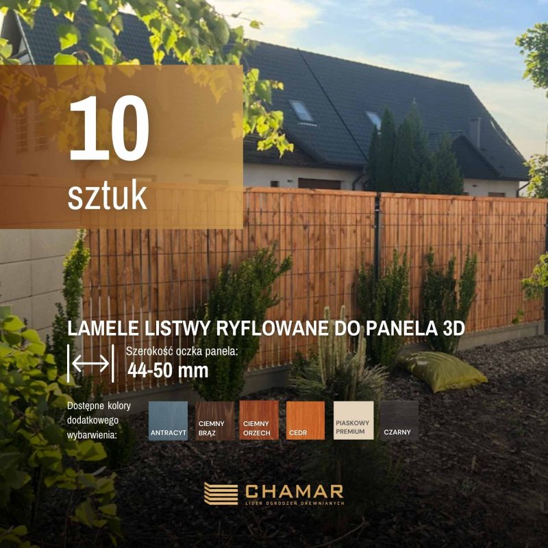 Lamele listwy ryflowane do panela 3d - 10 sztuk - oczko 44-50mm