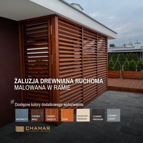 Żaluzja drewniana malowana w ramie na wymiar