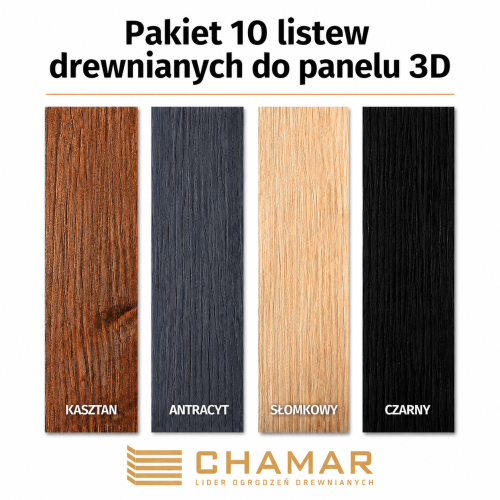 Pakiet 10 szt. listew drewnianych gładkich do panelu 3D