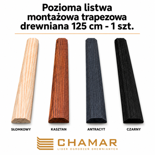 Pozioma listwa montażowa trapezowa drewniana 125 cm